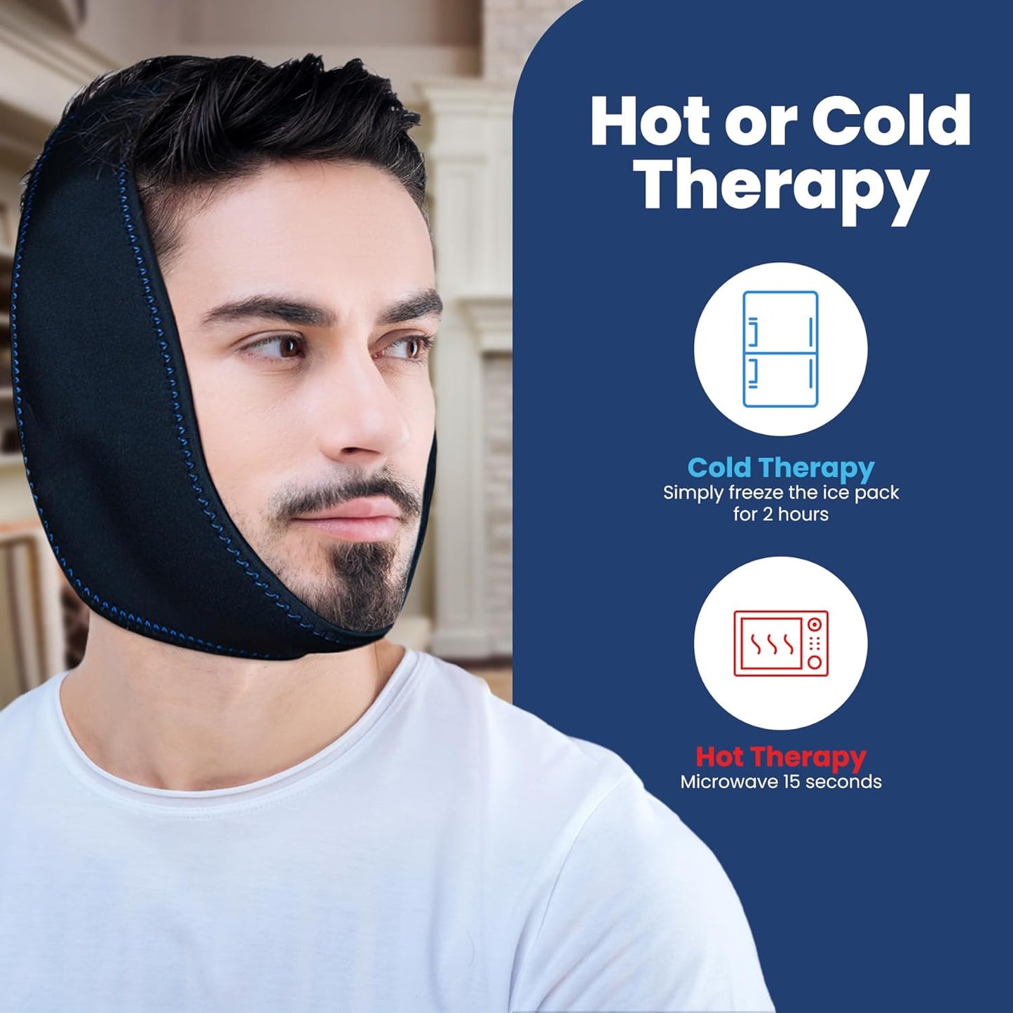 Fittest Pro Wisdom Teeth Ice Pack Head Wrap Jaw Ice Pack for Face Oral Surgery, 4 Hot Cold Gel Pack for TMJ, Tooth Extraction, Tonsillectomy Recovery