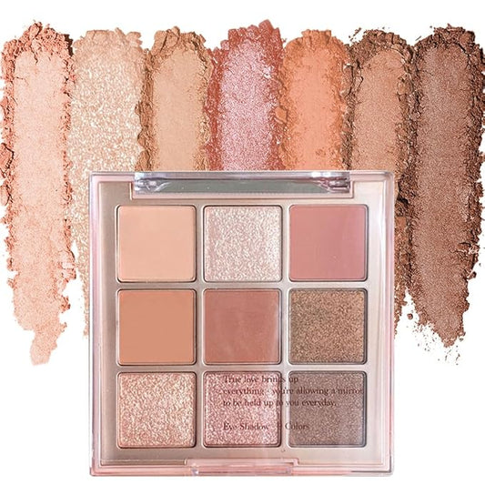 Eyeshadow Palette Makeup- 9 Colors Naked Pink Eyeshadow Palette Matte Shimmer Korean Natural Eye Shadow palettes Highly Pigmented Naturing-Looking Long Lasting (10#)