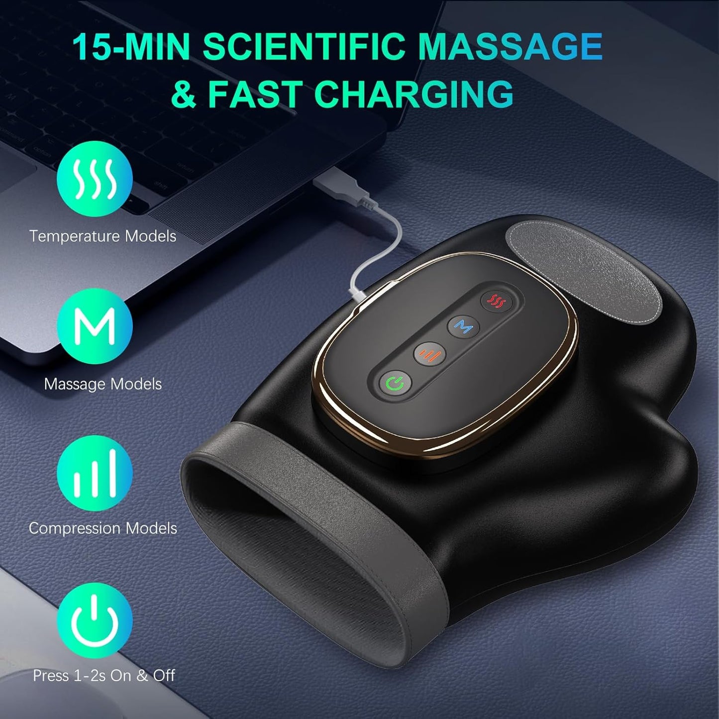Professional Hand Massager with Heat Compression Therapy, 3 Massage 4 Temperatures 5 Compression Pain Relief Glove, Arthritis & Wrist Carpal Tunnel Neuropathy Circulation, Gifts for Women/Men