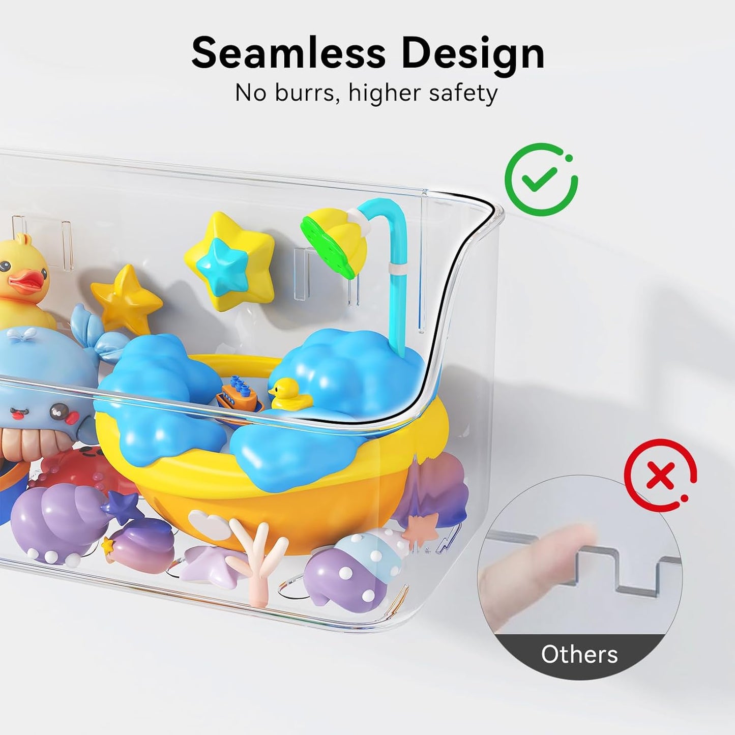 Bath Toy Storage Holder for Bathtub, 2 Pack Clear Bath Toy Organizer, Large Capacity Bathtub Toy Storage for Tub Bathroom