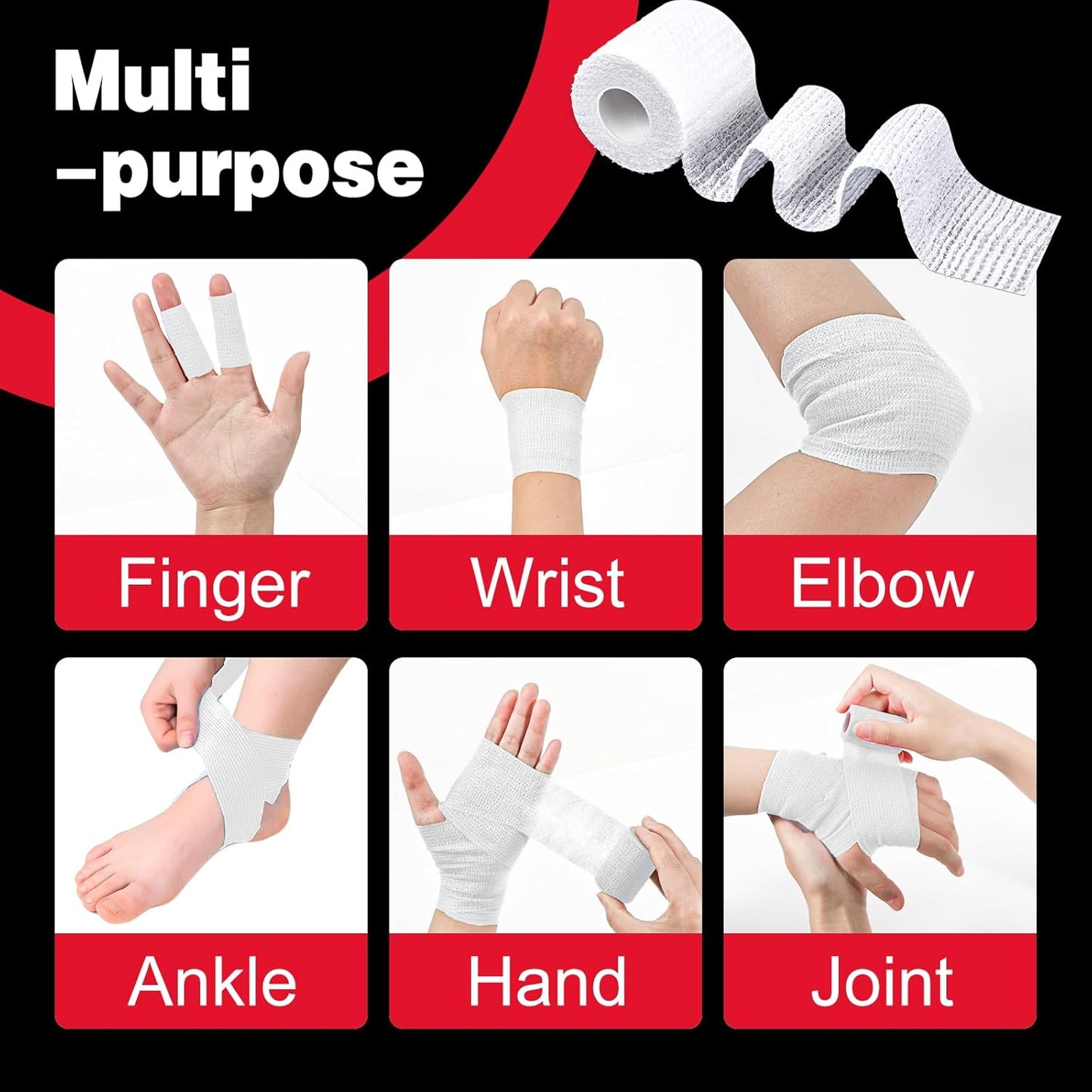 AZEN 16 Pack Self Adhesive Bandage Wrap Pink, 2" X 5 Yards Elastic Cohesive Bandage Wrap, Athletic Tape, Vet Wrap, Ankle Tape, Tattoo Grip Tape Wrap (White)