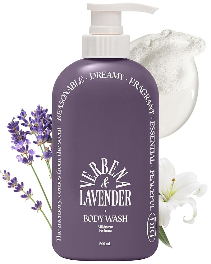 ODID Milk in Cera Perfume Body Wash - Korean Moisturizing Body Cleanser for All Skin Types - Subtle Verbena Lavender Scent - with Milk Protein and Ceramide, 16.9 fl.oz.