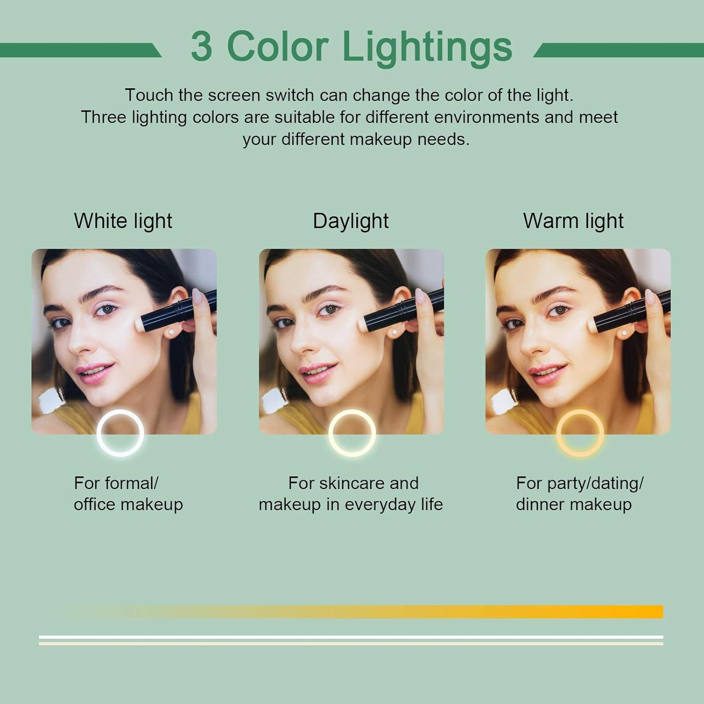 deweisn Folding Travel Mirror Lighted Makeup Mirror with 72 LEDs 3 Colors Light Modes, USB Rechargable, Portable, Ultra Thin, CompactVanity Mirror with Touch Screen Dimming for Cosmetic (Green)