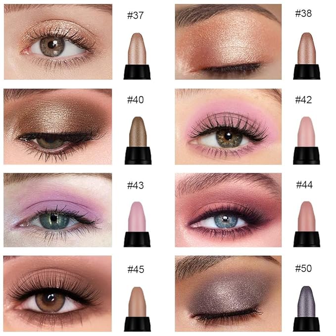 Kaely 8Pcs Cream Eye Shadow Brightener Sticks Set for Eyes,Shimmer Matte Pencil Eyeshadow Applicator Stick Palette,Halloween Makeup Waterproof,Birthday Party gifts for Women kids Girls 06
