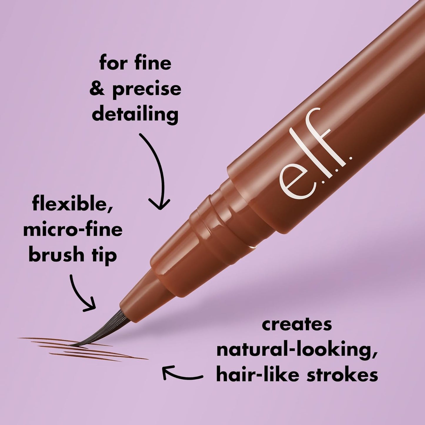 e.l.f. Holy Strokes Micro-Fine Brow Pen, Liquid Waterproof Eyebrow Makeup For Detailing & Adding Dimension, Vegan & Cruelty-Free, Taupe