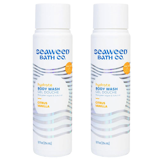 Seaweed Bath Co. Hydrate Body Wash - Citrus Vanilla | Foaming Shower Gel Cleanser with Natural Ingredients | Vegan, Paraben and Sulfate Free | For Women and Men | 12 oz (Pack of 2)