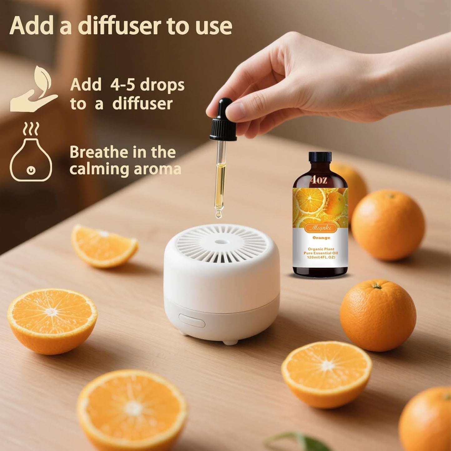 Orange Essential Oil,Roll-on Orange Oil Set (4 Fl Oz x1 + 0.33 Fl Oz x1) - 100% Natural, Diffuser, Massage, Yoga, DIY Soap and Candle Making, Fragrance Oils, Spa Care