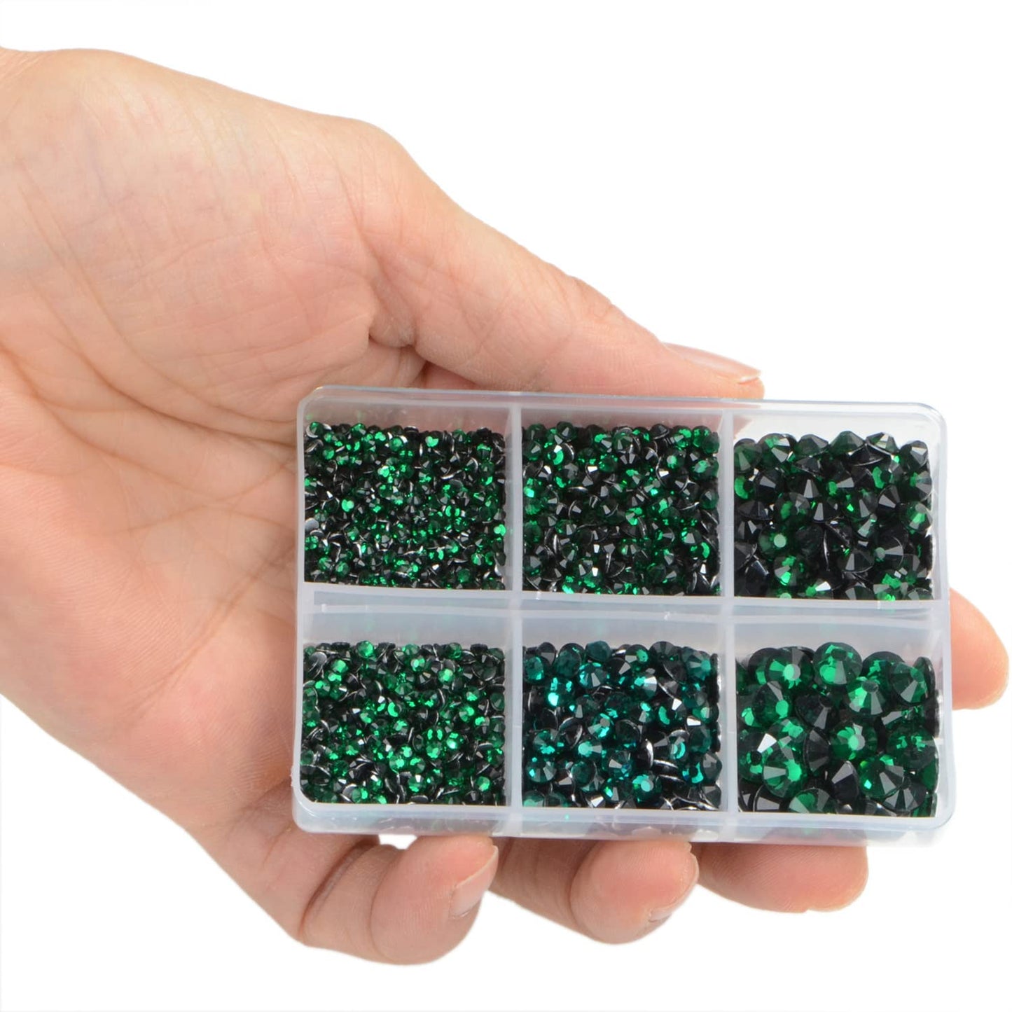 LPBeads 6000 Pieces Emerald and Sapphire Non Hotfix Rhinestones 6 Sizes Round Crystal Glass Flat Back Rhinestones with Tweezers and Picking Pen for Nail Art Crafts Clothes Bags DIY