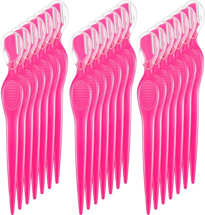 Mudder 21 Pcs Eyebrow Razor Eyebrow Shaver Facial Razor Multipurpose Face Trimmers with Precision Cover for Women Makeup Care Tools(Rose Red)
