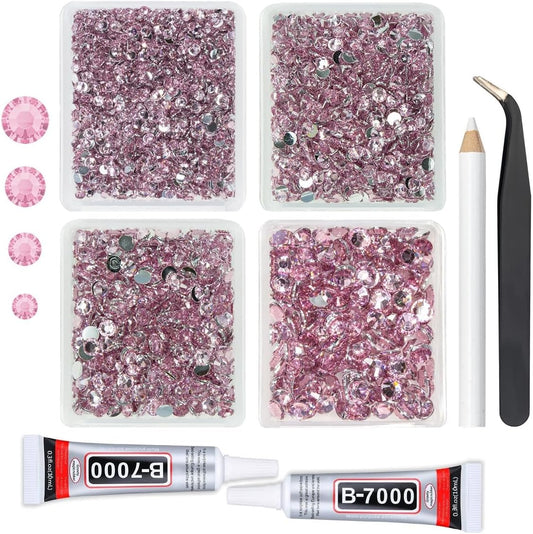 Light Pink Crystal Resin Rhinestones w B7000 Jewelry Glue for Bedazzling Crafting Flatback Stones 3mm 4mm 5mm 6mm Diamonds Crystals Gems Charms for Nails Face Eyes Makeup Tumblers DIY Crafts