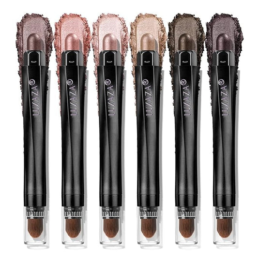 Neutral Eyeshadow Stick Makeup Set, Metallic Shimmer Matte Cream Eye Shadow Eyeliner Brightener Pencil Crayon - Classic 6PCS A004