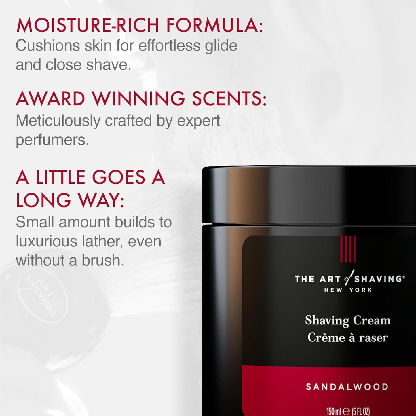 The Art of Shaving Sandalwood Shaving Cream for Men – Protects Against Irritation and Razor Burn – Hydrates and Nourishes Dry Skin – Clinically Tested for Sensitive Skin – 5 oz