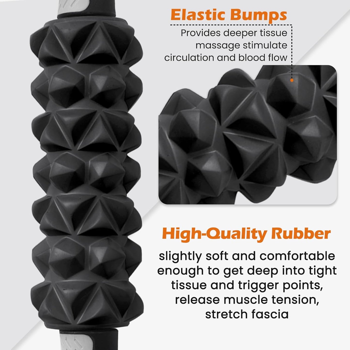 KITWILD Muscle Roller Stick, Massage Roller Stick for Athletes, Body Massage Stick for Muscles Deep Tissue, Muscle Relaxation Roller for Physical Therapy, Myofascial Release, and Yoga Therapy, Black