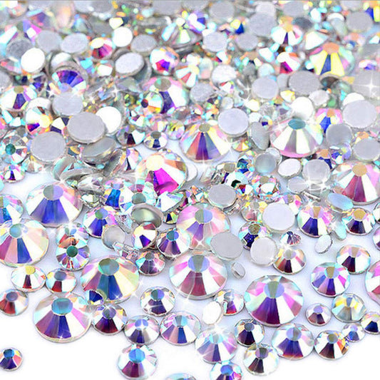 Rhinestones flat back gems round DIY decorative Nail Face and apparel accessories ss3-20 mix size(4320pcs crystal AB)