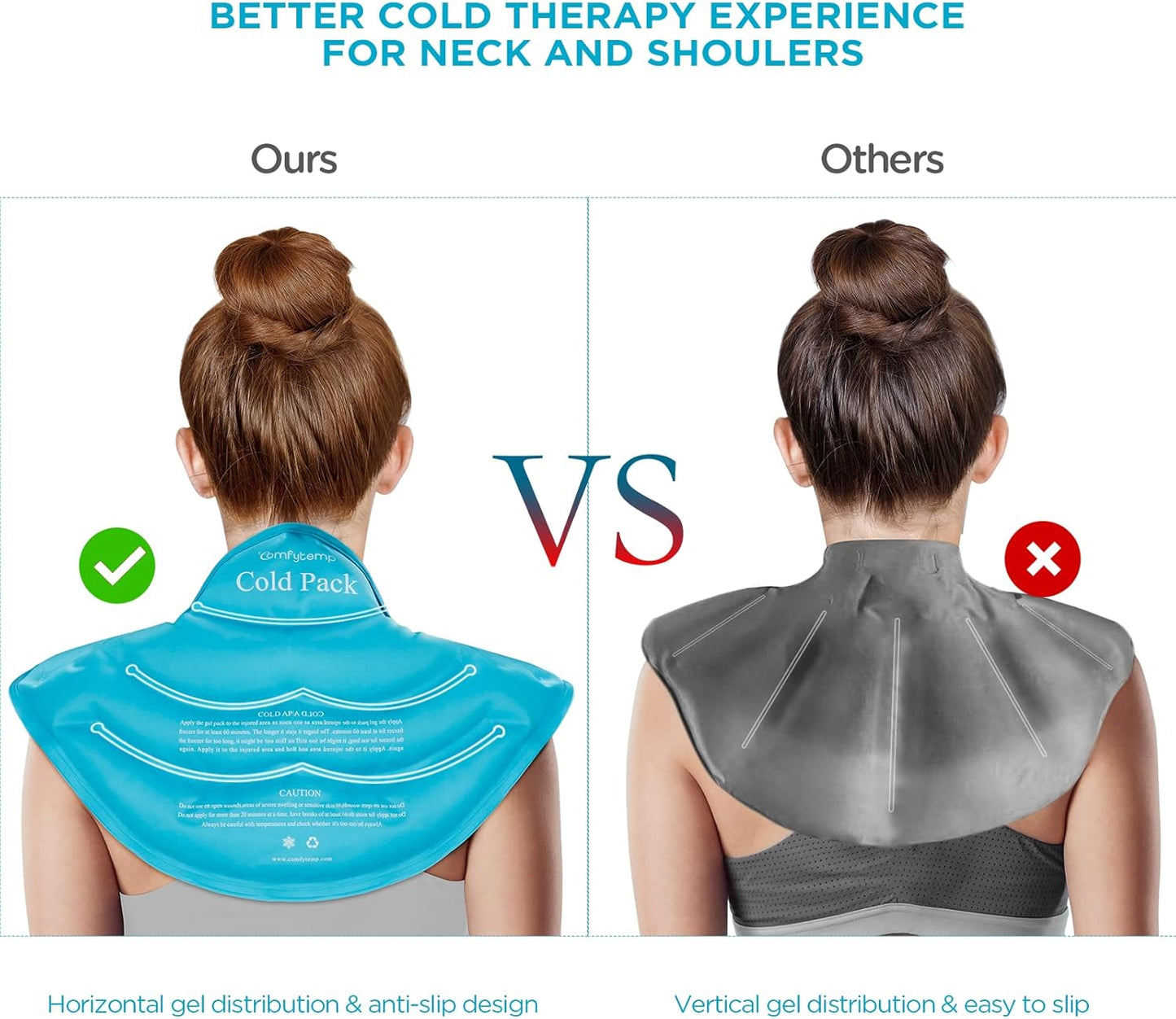 Comfytemp Ice Pack for Neck Shoulders Pain Relief, Resuable Large Gel Shoulder Cooling Wrap for Upper Back, Cold Compress Physical Therapy for Cervical Injuries, Men Women Gift