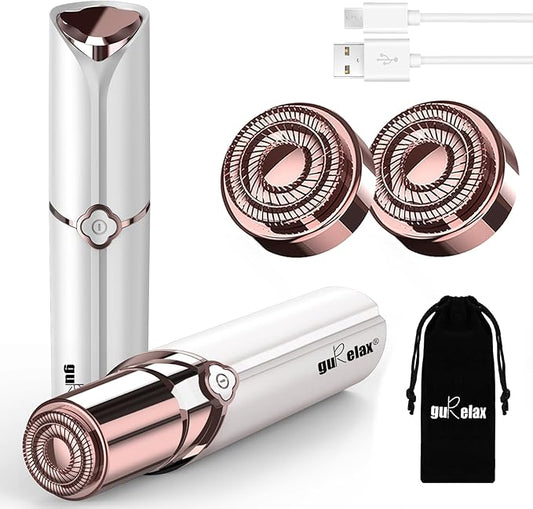 Womens Electric Razors for Facial Hair Removal - Rechargeable, 2 Replacement Heads - Painless Hair Trimmer for Lip, Mustache, Chin
