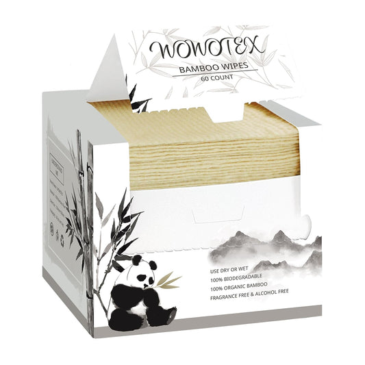 Bamboo Rayon Disposable Face Towel Biodegradable Large Dry Face Wipes 240 Count / 4 Boxes Extra Thick Soft Clean Facial Towels for Sensitive Skin, Makeup Removing, Facial Cleansing, Nursing