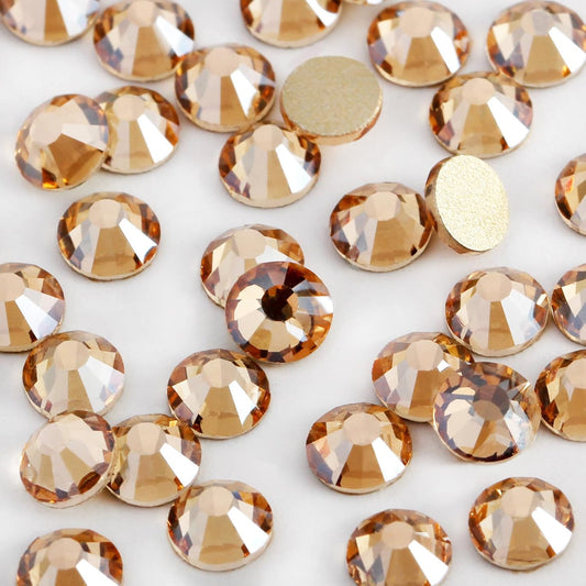5000 PCS SS6 Flatback Rhinestones,12-Facet Diamond-Cut Glass Gems for Nail Art,Clothing,DIY Crafts,Glue-On Decoration Stones with Silver Backing,Golden Shadow
