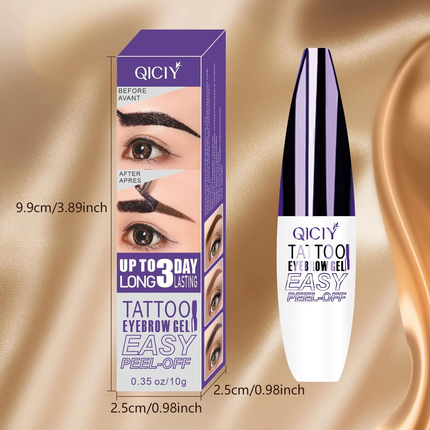2PCS QICIY Easy Peel-Off Eyebrow Gel- QICIY Peel Off Tattoo Eyebrow Eye Brow Tint Waterproof & Sweatproof For All Skin Tones (Brown)