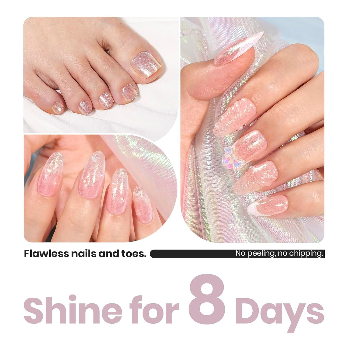 beetles Nail Polish Glitter Nail Lacquer Shimmer-Like Top Coat Fast Drying & Long Lasting Brilliant Milky Way, No UV Lamp Needed for DIY Nail Art Salon at Home Gifts for Women