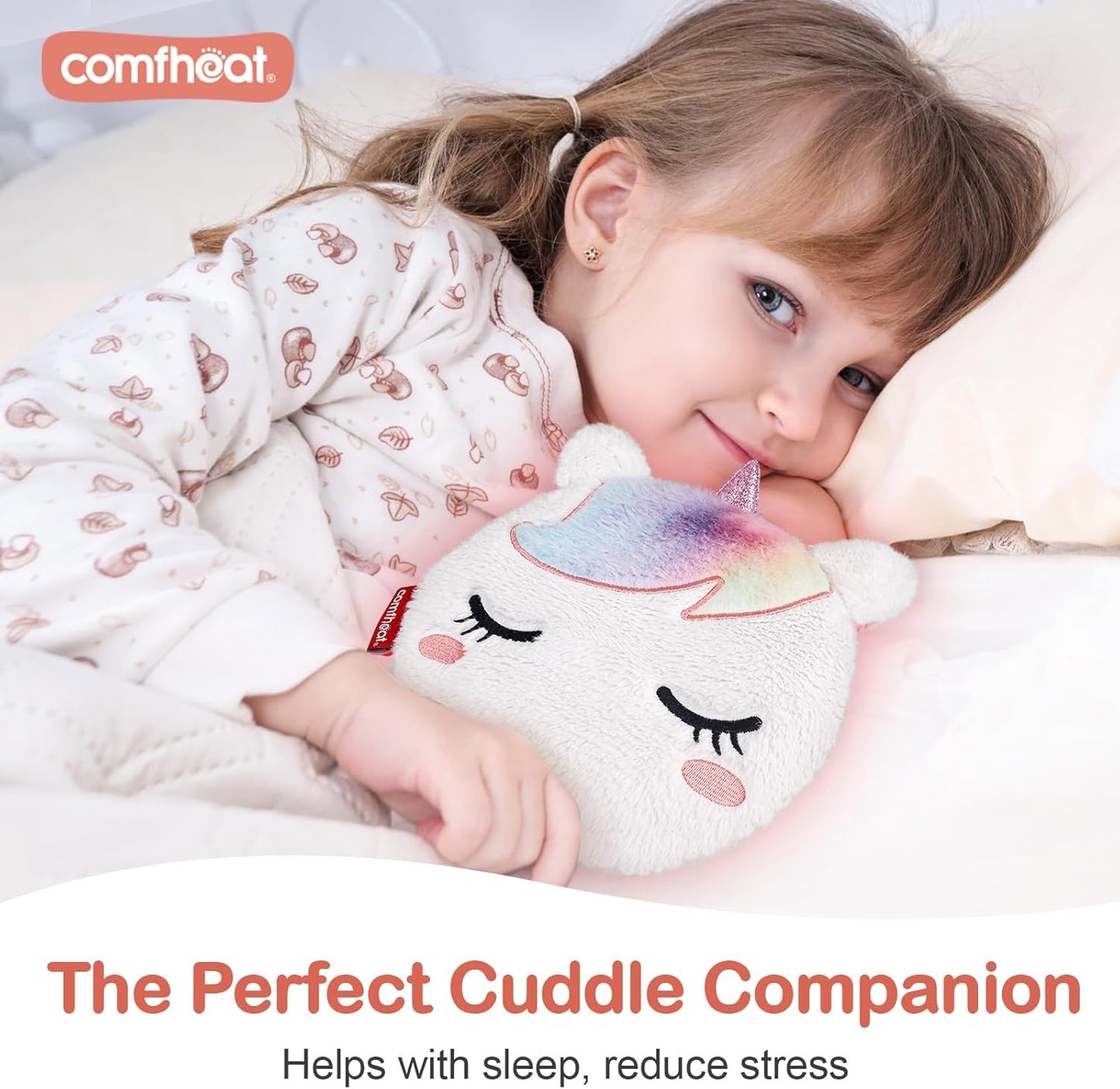 Unicorn Microwave Heating Pad for Pain Relief, Unscented Microwavable Heating Pads Stuffed Animal for Cramps, Neck Shoulder, Muscles, Natural Small Heat Pack Moist Heat with Washable Cover