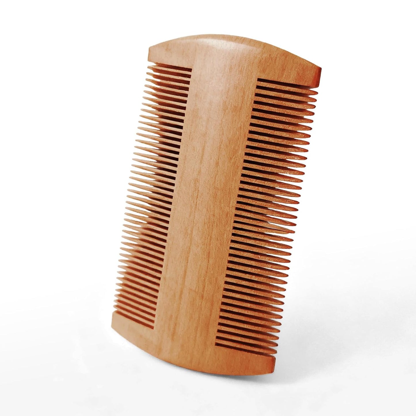 Wooden Beard Comb - Fine & Coarse Teeth, Perfect for Balms & Oils - Pocket-sized Comb for Beards & Mustaches