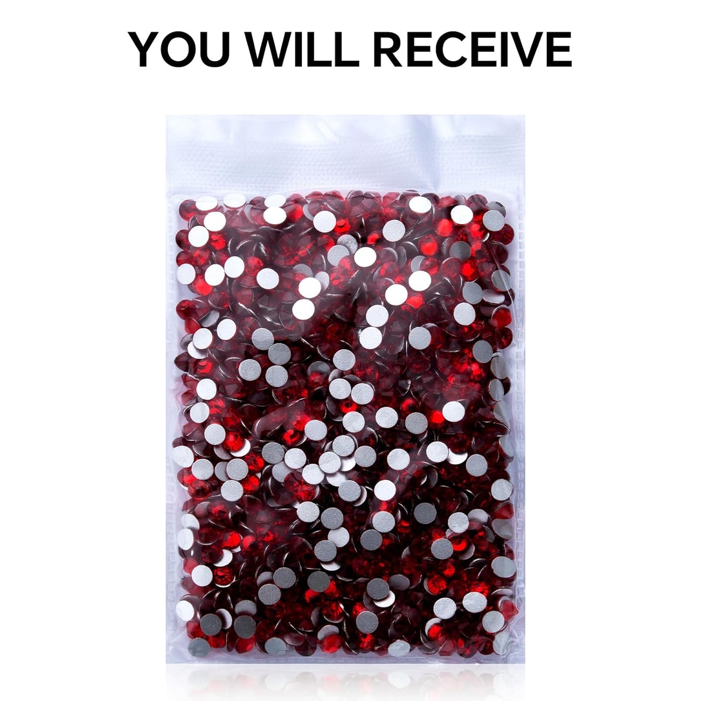 1440Pcs Ruby Red Crystal Rhinestones,Glass Flatback Rhinestones Gemstones for Nail Face Makeup Art Crafts Clothes Decoration - (SS20,4.8mm,Ruby Red)