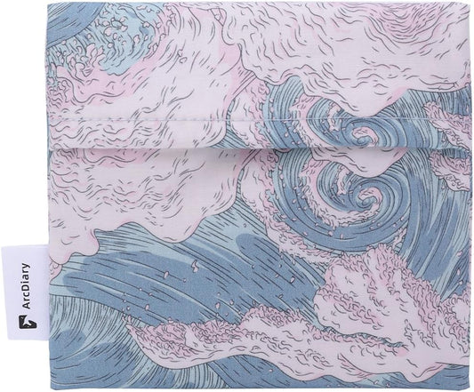 Period Bag for Teen Aged Girls, Portable Sanitary Pad Storage Bag for Teen Pads/Sanitary Napkins/Small Tampons, Feminine Menstrual Cup Pouch (Sea and Waves)