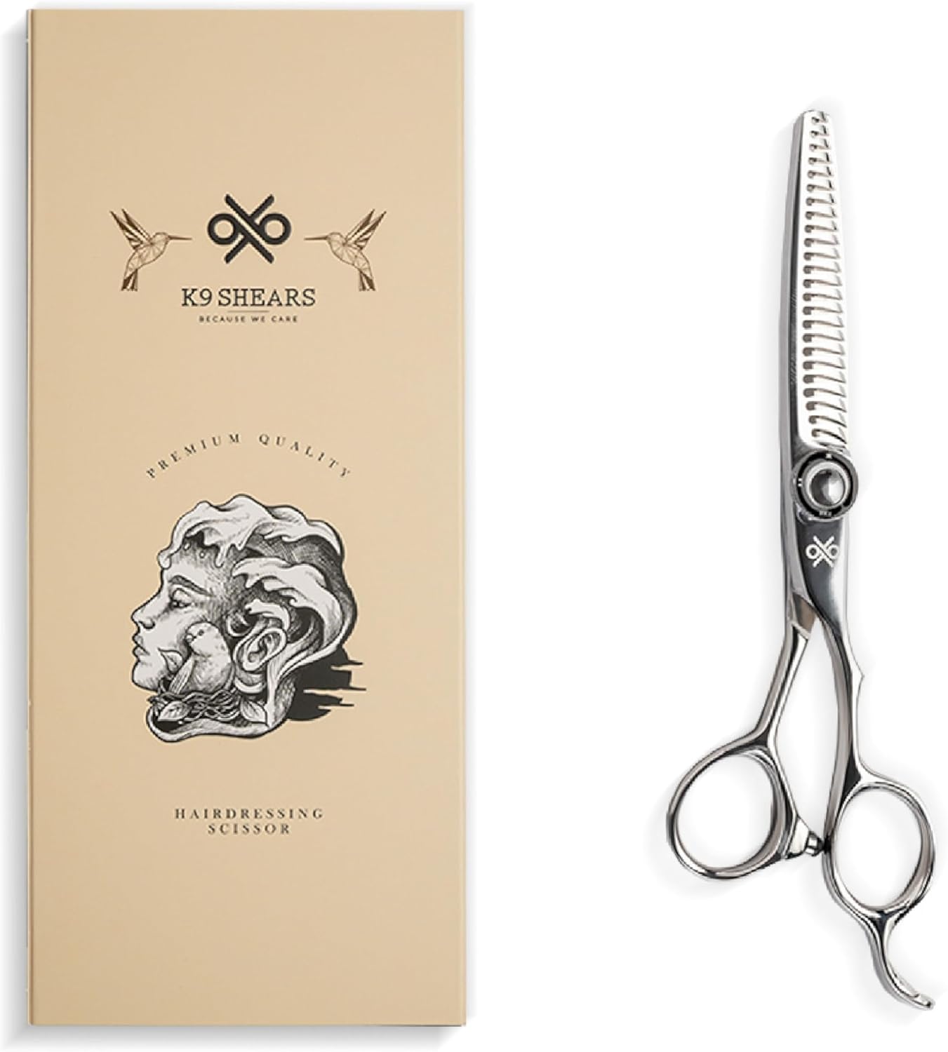 K9 6" 3-in-1 Professional Thinning Shears – Adjustable Thinning Rate (15%, 25%, 35%), Barber Shears Made with Premium VG10 Steel, Lightweight, Razor-Sharp, Ergonomic Handle for Hairstylists