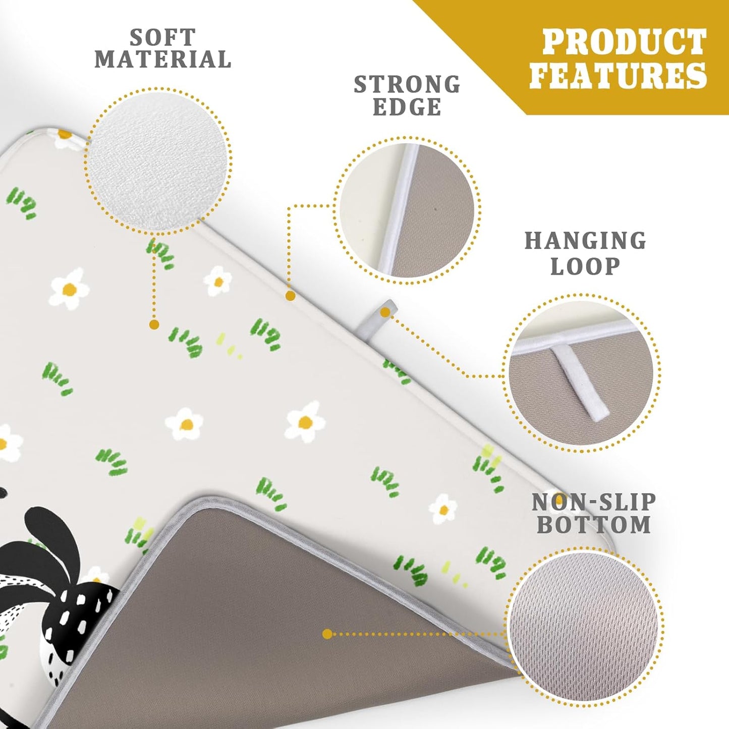 Black Rooster Dish Drying Mat for Countertop 18x24 Inches Buffalo Plaid Microfiber Drainer Rack Pads Fast Dry Dishes Mats Kitchen Accessories