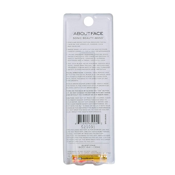 About Face Sonic Beauty Wand - Electric Facial Hair Remover and Bonus Eyebrow Shaper, Ideal for Shaving, Exfoliating and Brow Shaping, Epilator for Men & Women