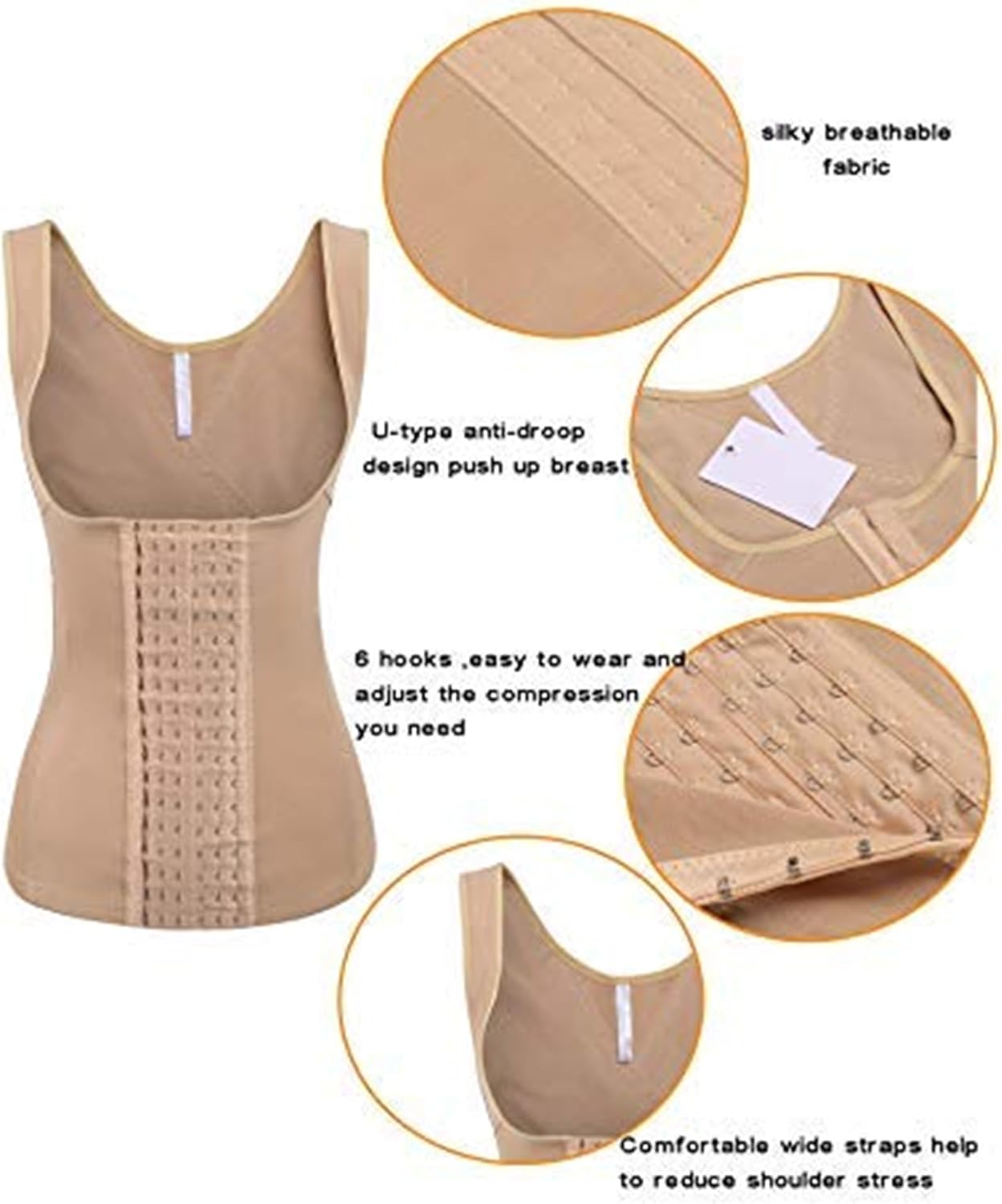 Evanhome Women's Waist Trainer Cincher Underbust Corset Vest Steel Boned Hourglass Body Shaper With Hooks S-4XL