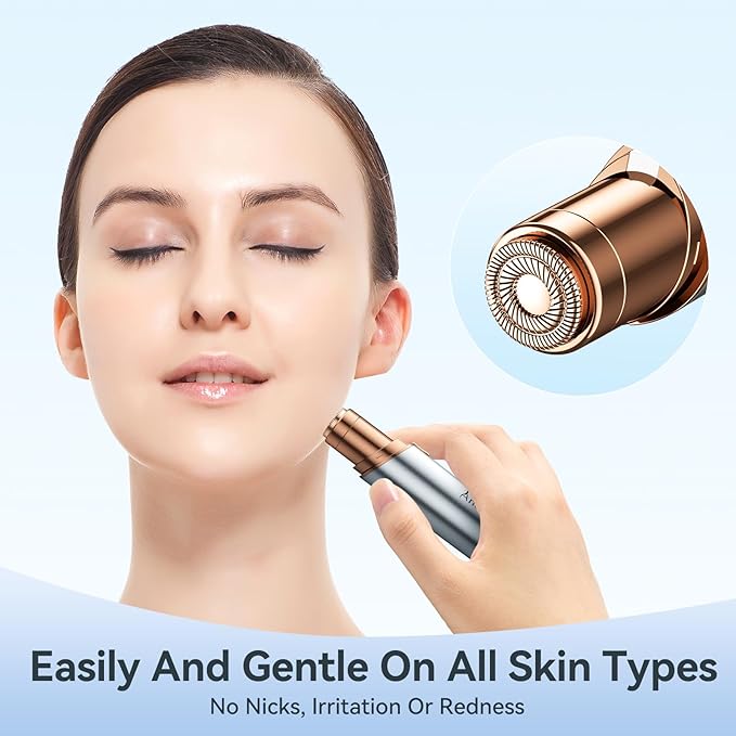 Facial Hair Remover for Women,Painless Hair Shaver Rechargeable with LED Light, Flawless Lady Face Electric Razor,The Great Female Mustache Removal (Sky Blue)