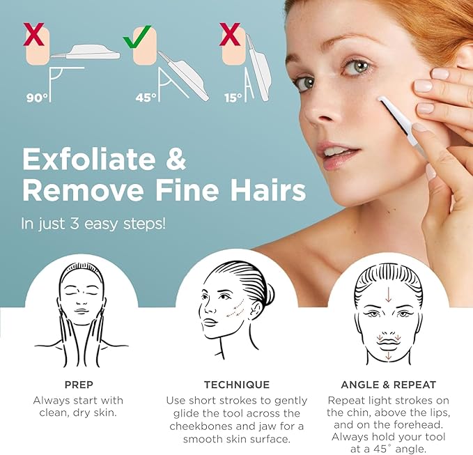 StackedSkincare Dermaplane Razor for Women Face - Professional Facial Razor, Non-electric Face Shaver for Women - Eyebrow Razor & Dermaplaning Tool for Face Exfoliation - Includes Handle & Blade