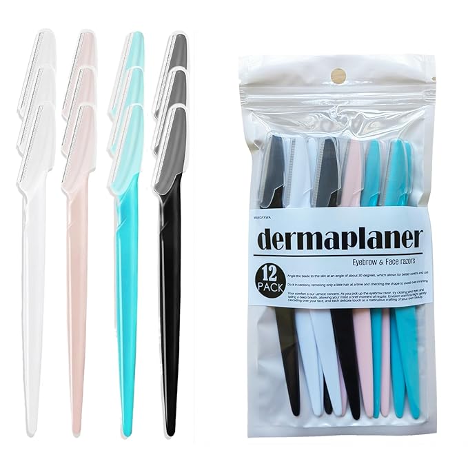 Dermaplane Razor For Women Men Eyebrow Razors Dermaplaning Tool For Face Shaver Home Hair Beauty blade Trimmer Microblades Peach Fuzz Remover micro dermabrasion facial tool 12pcs