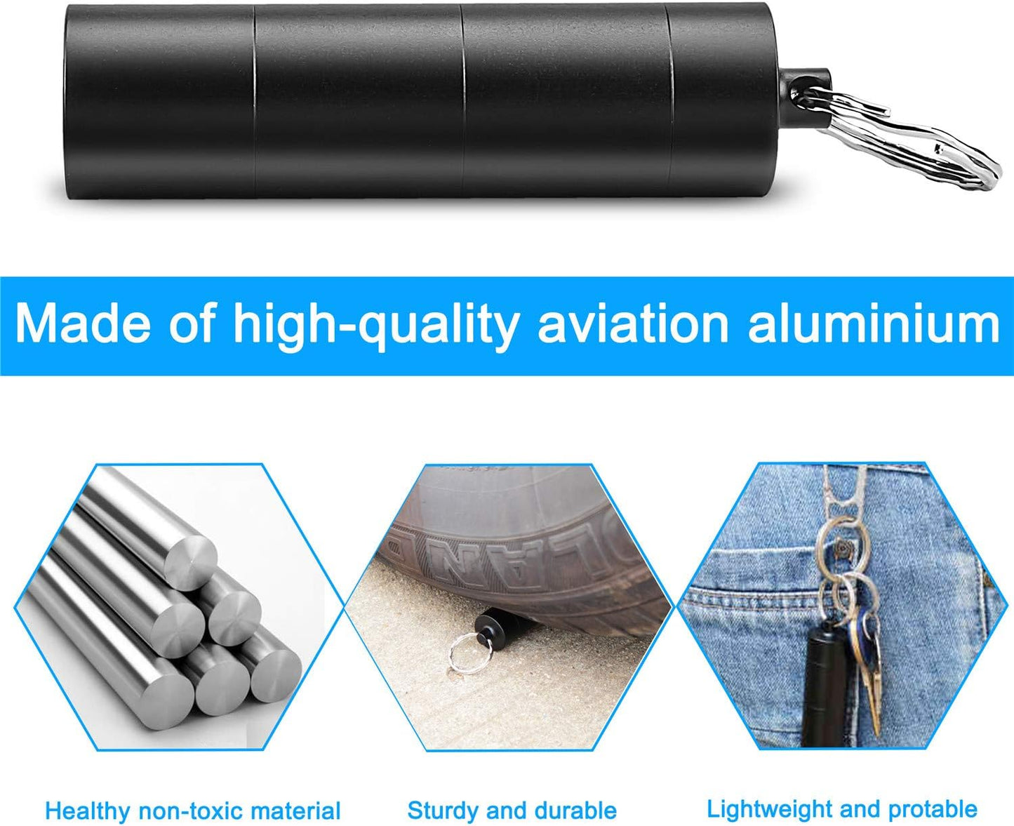 PPFISH Portable Daily Pill Case, 3 Compartments Aluminum Alloy Waterproof Pill Box Dispenser, Small Pocket Pill Container, Keychain Pill Fob, Travel Pill Holder for Men Women