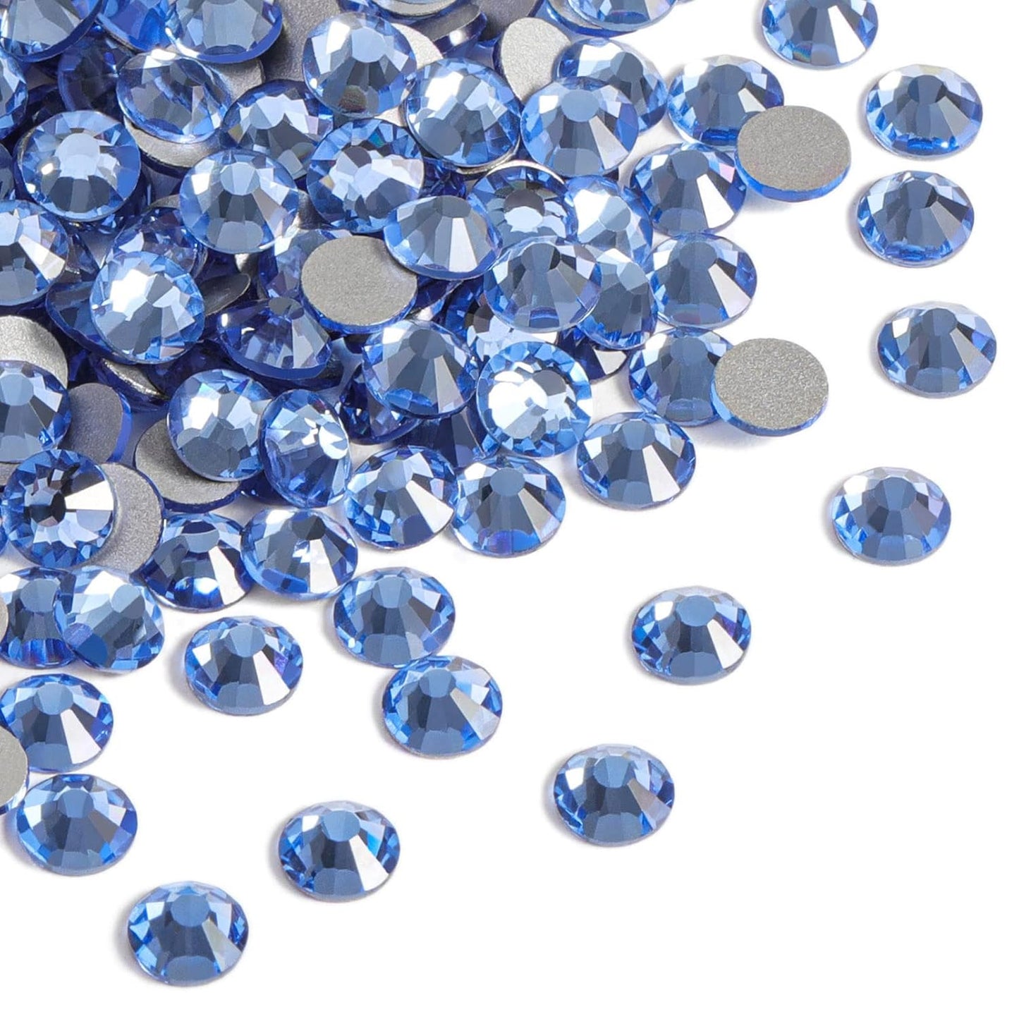 beadsland Flat Back Crystal Rhinestones Round Gems for Nail Art and Craft Glue Fix,Light Blue (4.6-4.8mm) SS20/1440pcs