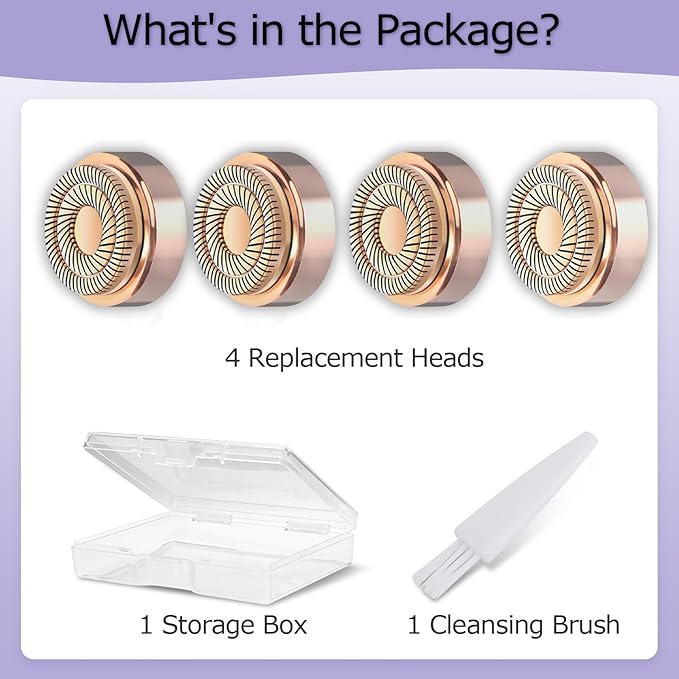 Generation 2 Replacement Heads for Flawless Facial Hair Remover Replacement Heads,Suitable for Flawless Replacement Heads Gen 2 for Flawless Facial Hair Remover for Women,As Seen On TV.(4 Pack)