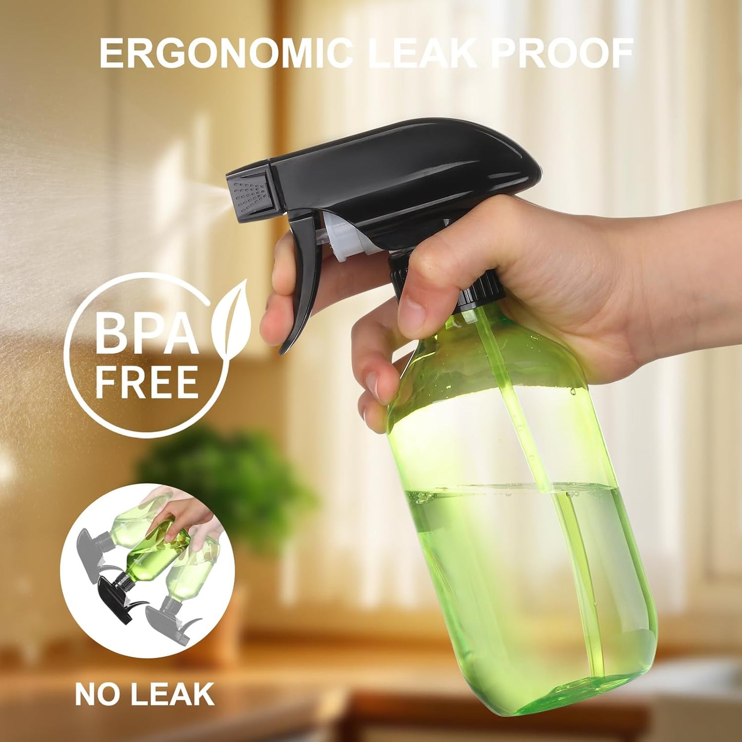 Bynccea Plastic Spray Bottles 2 Packs - 10 oz/300 ml Empty Small Water Spray Bottles - BPA Free Plastic Refillable Containers for Hair, Gardening, Plants