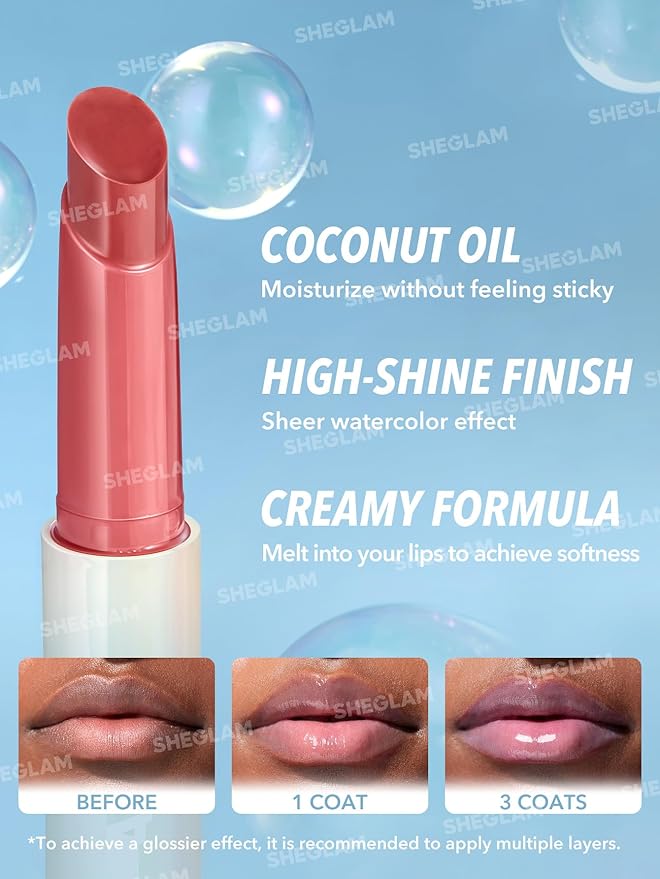 SHEGLAM PoutPerfect Moisturizing Solid Lip Gloss Non Sticky Lipstick with Coconut Oil - Makin' Me Blush