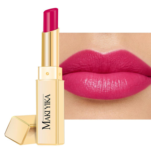 MAKI YIKA Moisture Hot Pink Lipstick for Women Hydrate Lip Balm for Dry Cracked Lips Weightless Glossy Lip Color Juicy Finish,MA056 Girl's Pink