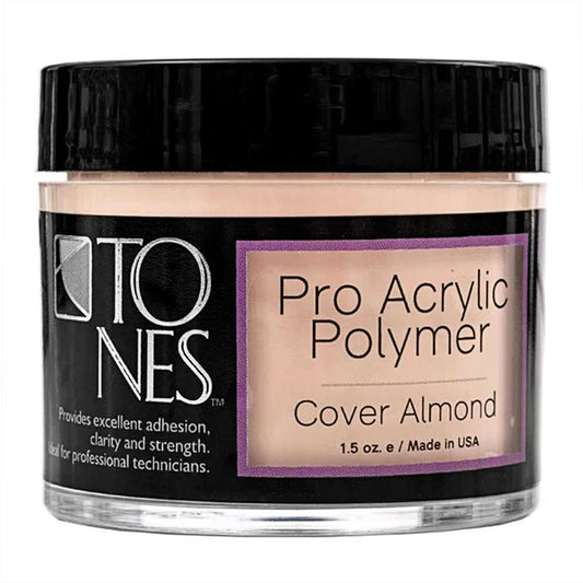 Tones Pro Acrylic Nail Powder, Cover Almond (Soft Nude Beige), (1.5 Fl Oz) - Long-Lasting & Non-Yellowing Polymer for Salon Quality Nail Extensions & 3D Art