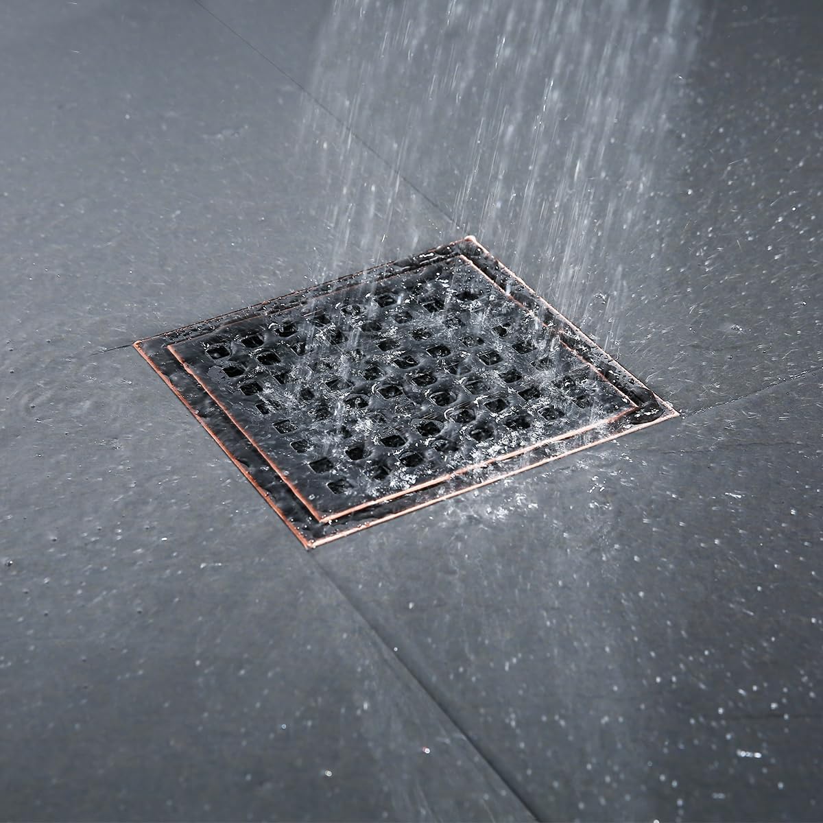 RANDOM Oil Rubbed Bronze Shower Drain Square 6 Inch Shower Floor Drain Grate & Removable Hair Strainer 304 Stainless Steel Shower Drain Cover Bathroom Accessories.RD98738-ORB
