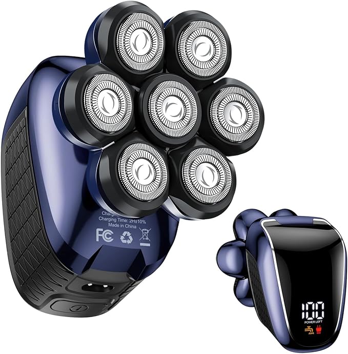 Head Shaver 7D, Wyklaus Head Shavers for Bald Men, Head Electric Razor with Nose Hair Trimmer, Waterproof Wet Dry Mens Grooming Kit