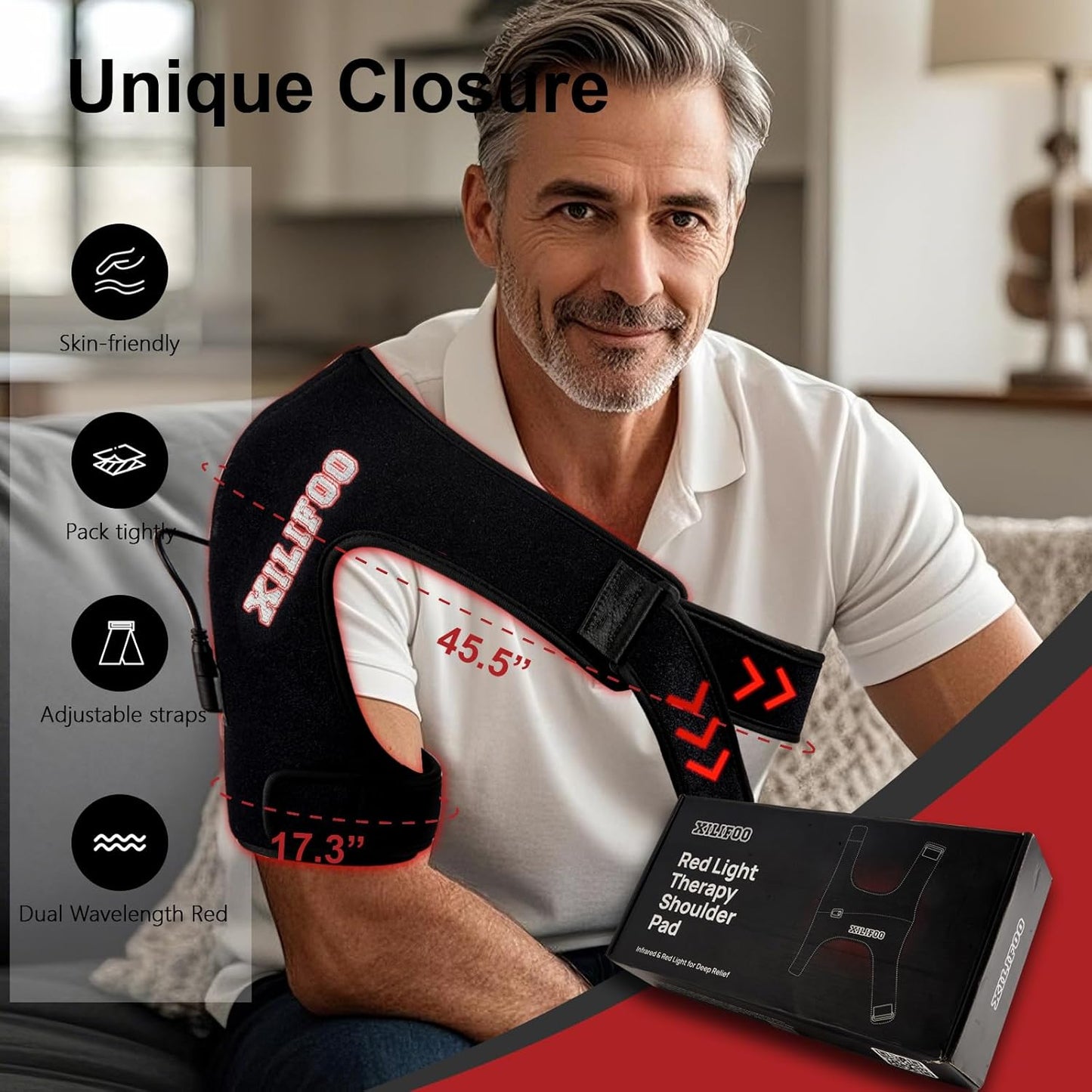 2025 Red Light Therapy for Shoulder Wrap Infrared Heating Pad for Muscle Relaxation and Everyday Comfort with 86LEDs and Magic Stretch Tape