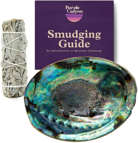 Purple Canyon Authentic Sage Smudge Kit with Abalone Shell for Smudging New Homes & Apartments
