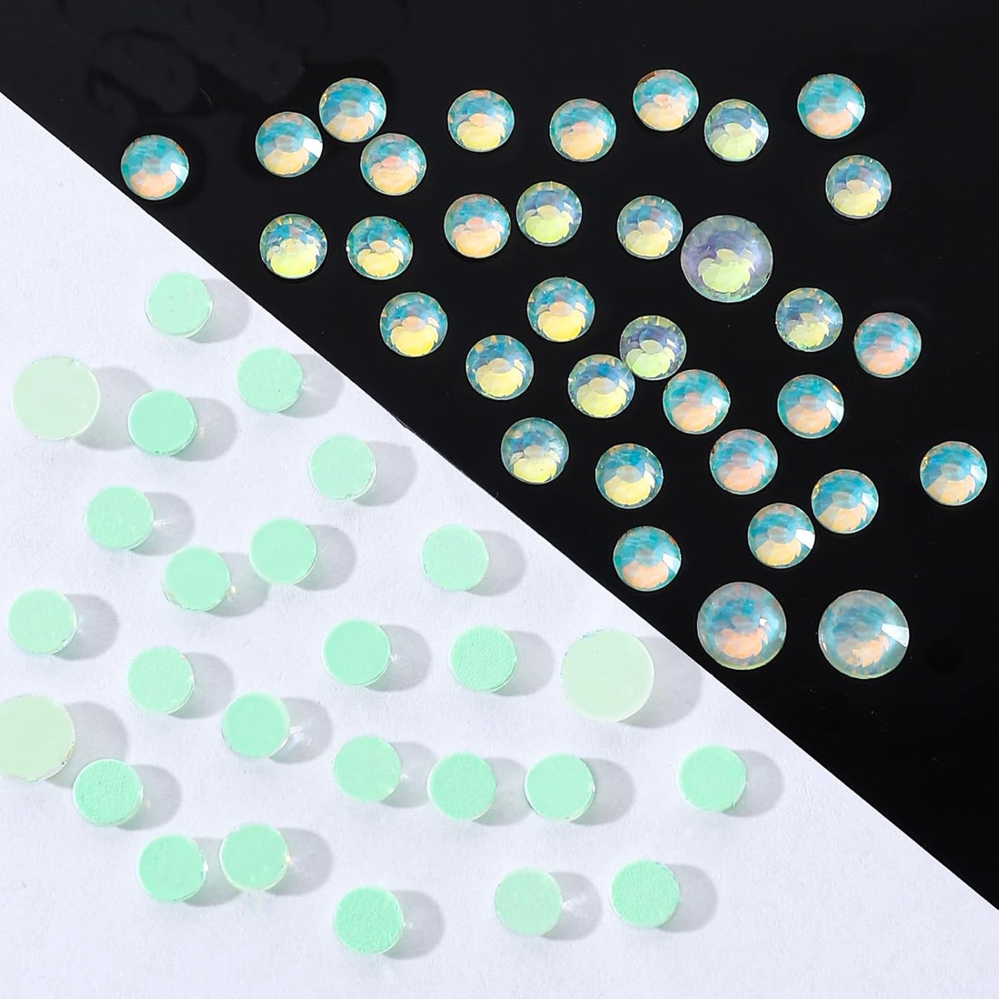 F Light Green Flatback Rhinestones, Glass Rhinestones for Nail Art and Craft, Glue Fix, Loose Crystal Gemstones(F Light Green, SS10, 1440pcs, 2.7-2.8mm)