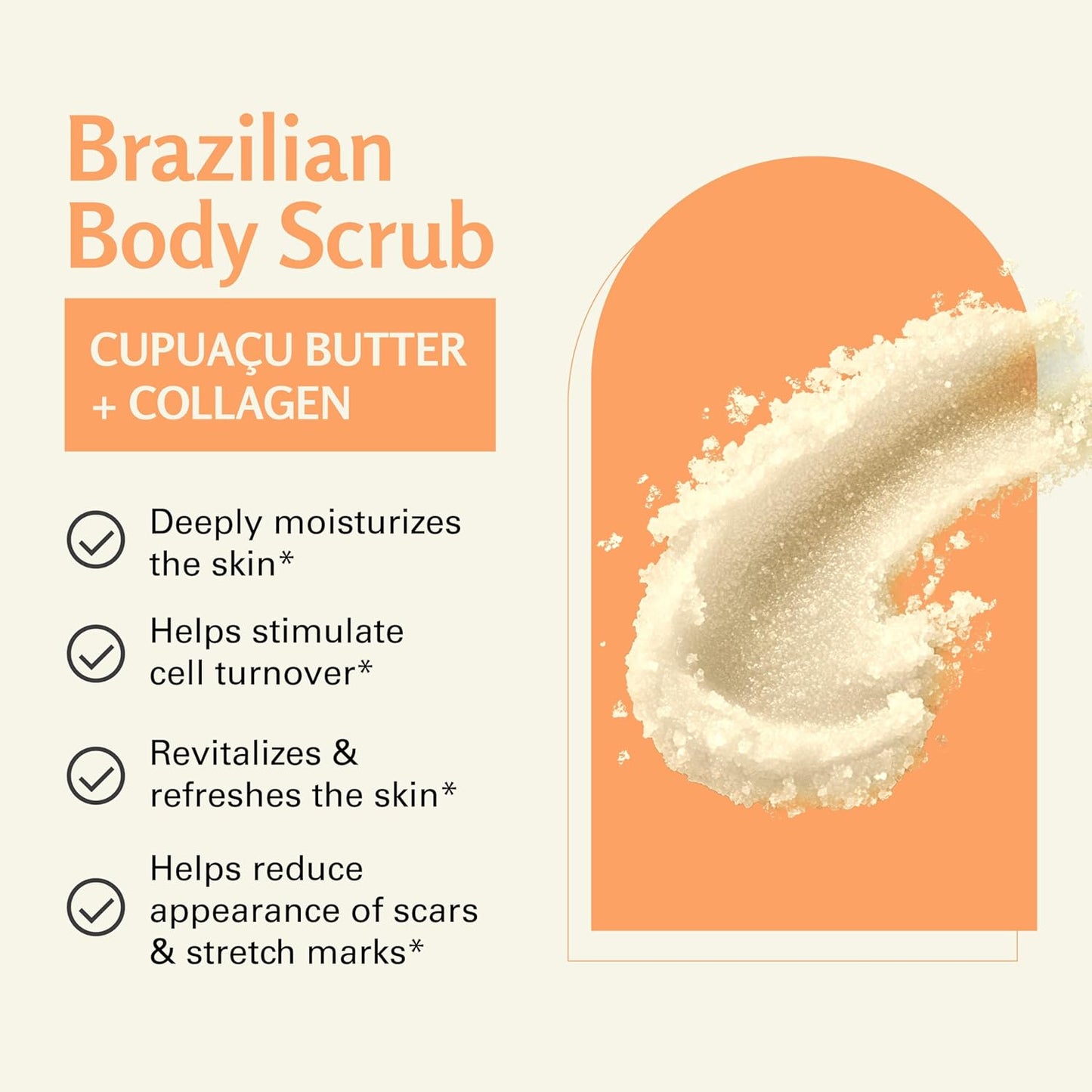 Firming & Moisturizing Brazilian Body Scrub, Gentle Body Exfoliator with Cupuacu Butter, Jojoba Oil & Collagen, 16 oz (453 g) by M3 Naturals