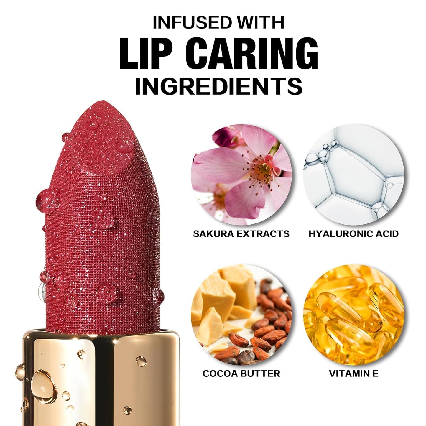 FOCALLURE Glisten Opal Shine Lipstick, High Impact Lip Color, Moisturizing Tinted Lip Balm, Lightweight & Hydrating Formula for Lip Care, SOUR SUGAR