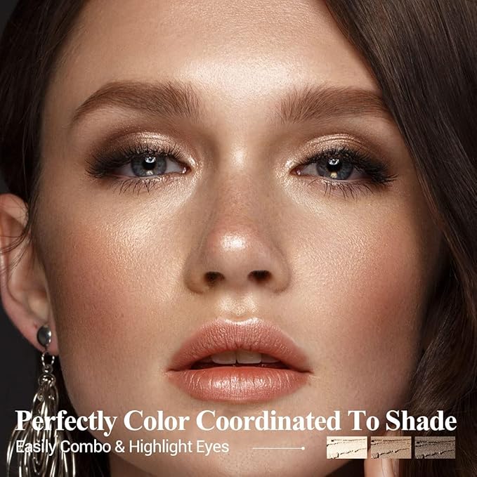 Neutral Eyeshadow Stick Makeup Set, Metallic Shimmer Matte Cream Eye Shadow Eyeliner Brightener Pencil Crayon - Classic 6PCS A016